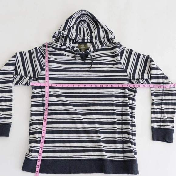 Vintage Timberland Navy & White Stripe Long Sleeve Shirt with Hood Size Medium - Picture 5 of 12